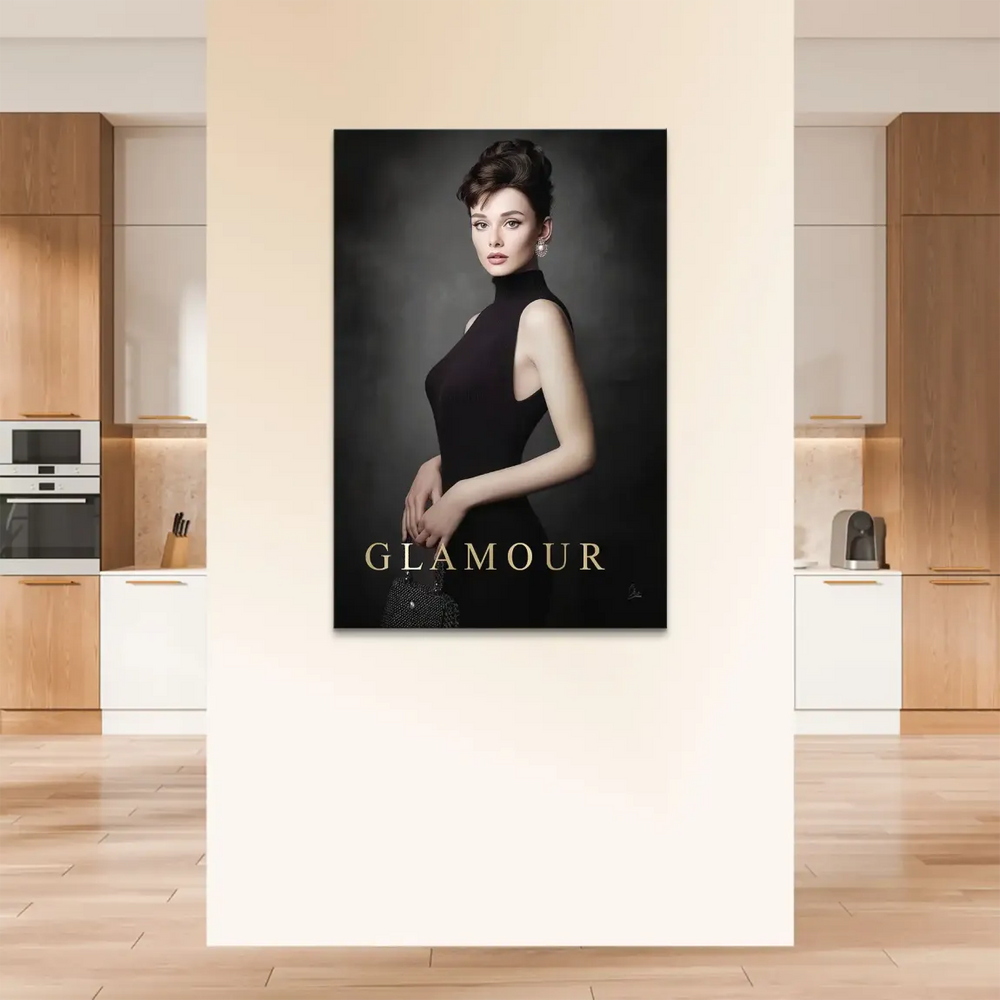 Hollywood glamour inspired wall art featuring pearls and rhinestones