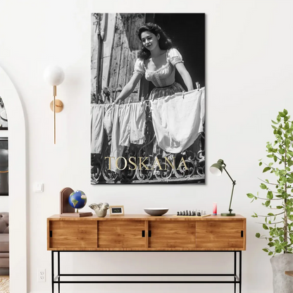 Ornate metal railing and a serene, nostalgic mood in a monochrome wall art.