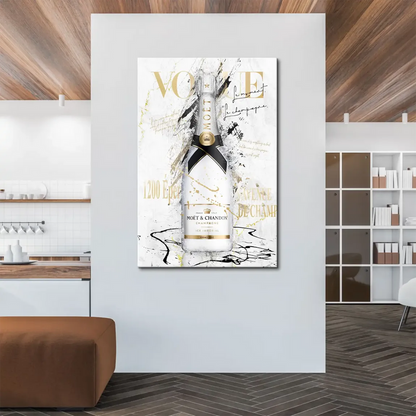 Glam Vogue-inspired champagne art on canvas for modern living room