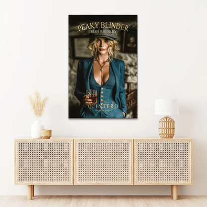 Waist-up canvas print with 1920s-inspired glamour and confident gaze