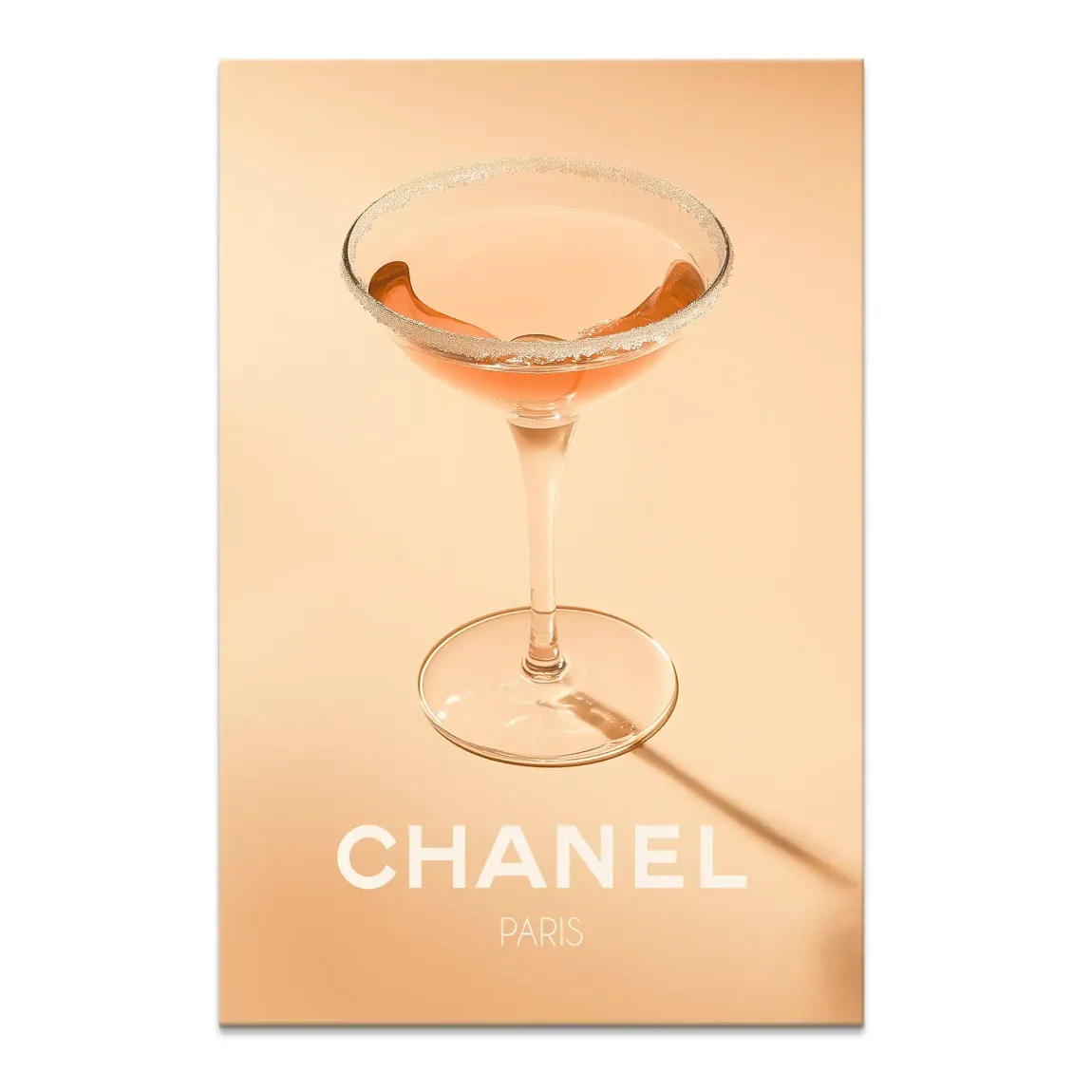 Chanel Glam Cocktail Canvas Print on a warm peach wall