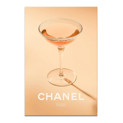 Chanel Glam Cocktail Canvas Print on a warm peach wall