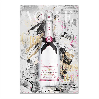 Moët & Chandon Ice Imperial Rosé bottle dominates a bold Pop Art canvas