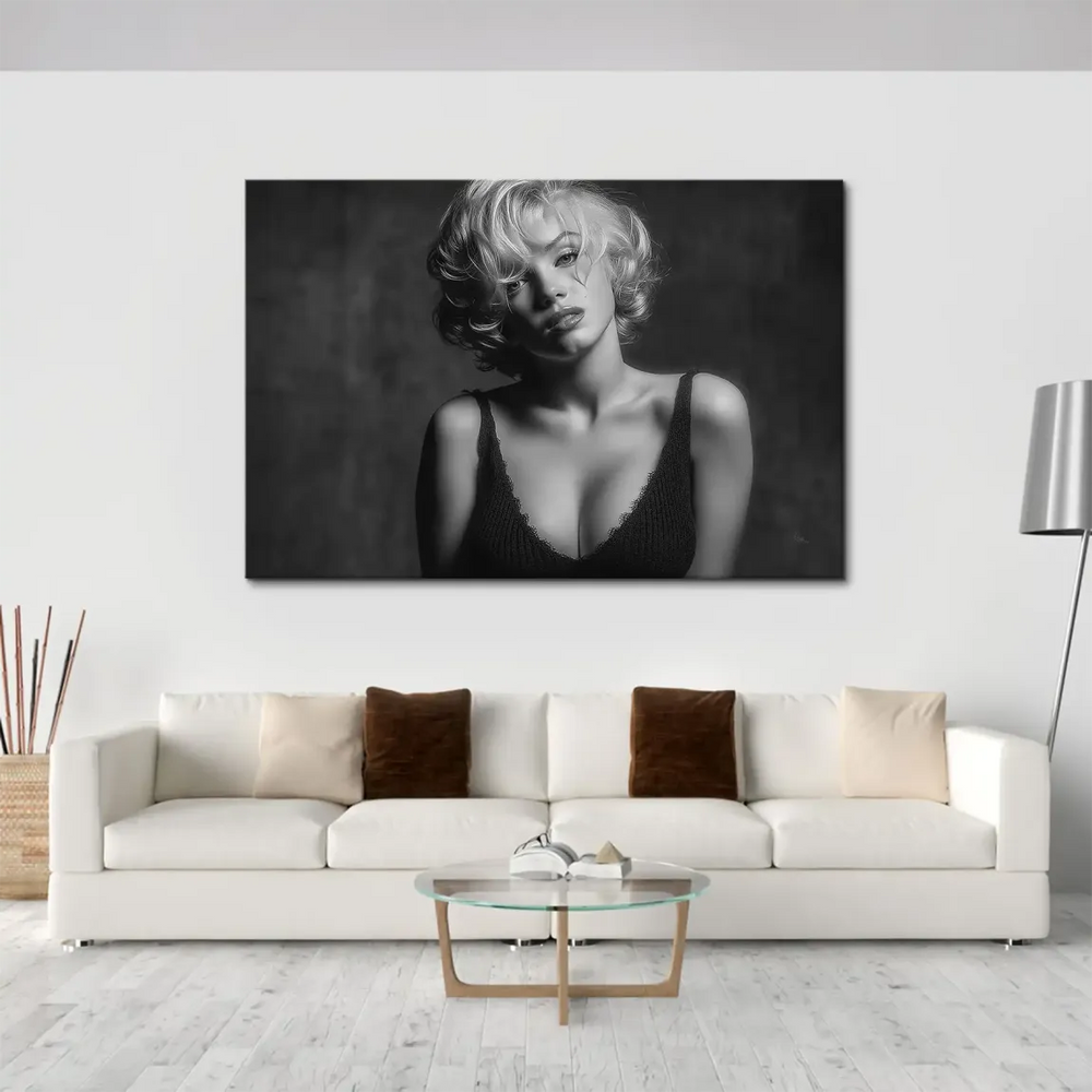 1950s-inspired wall art featuring a confident blonde icon