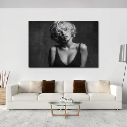 1950s-inspired wall art featuring a confident blonde icon