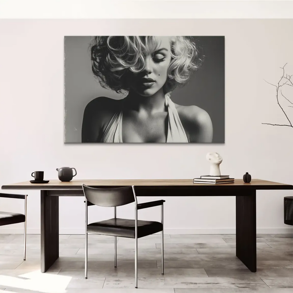 Vintage Hollywood glamour Marilyn Monroe canvas portrait with platinum curls