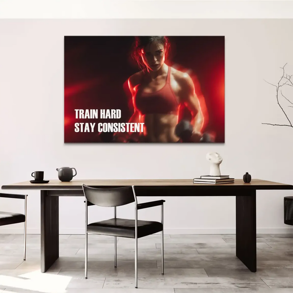 Dynamic modern fitness wall art with industrial minimalist vibe