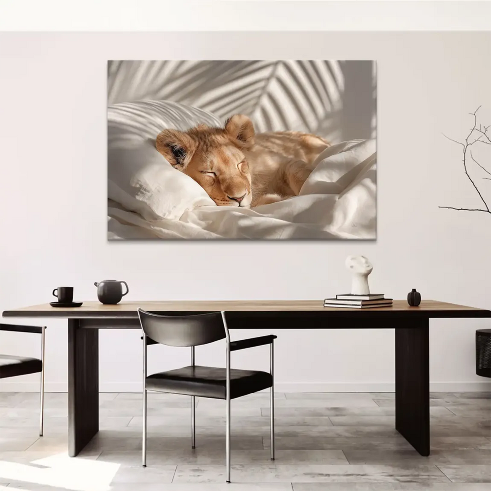 Minimalist canvas art in cream and white tones