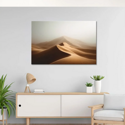 Calm desert scene with diagonal dune ridges on a canvas for depth