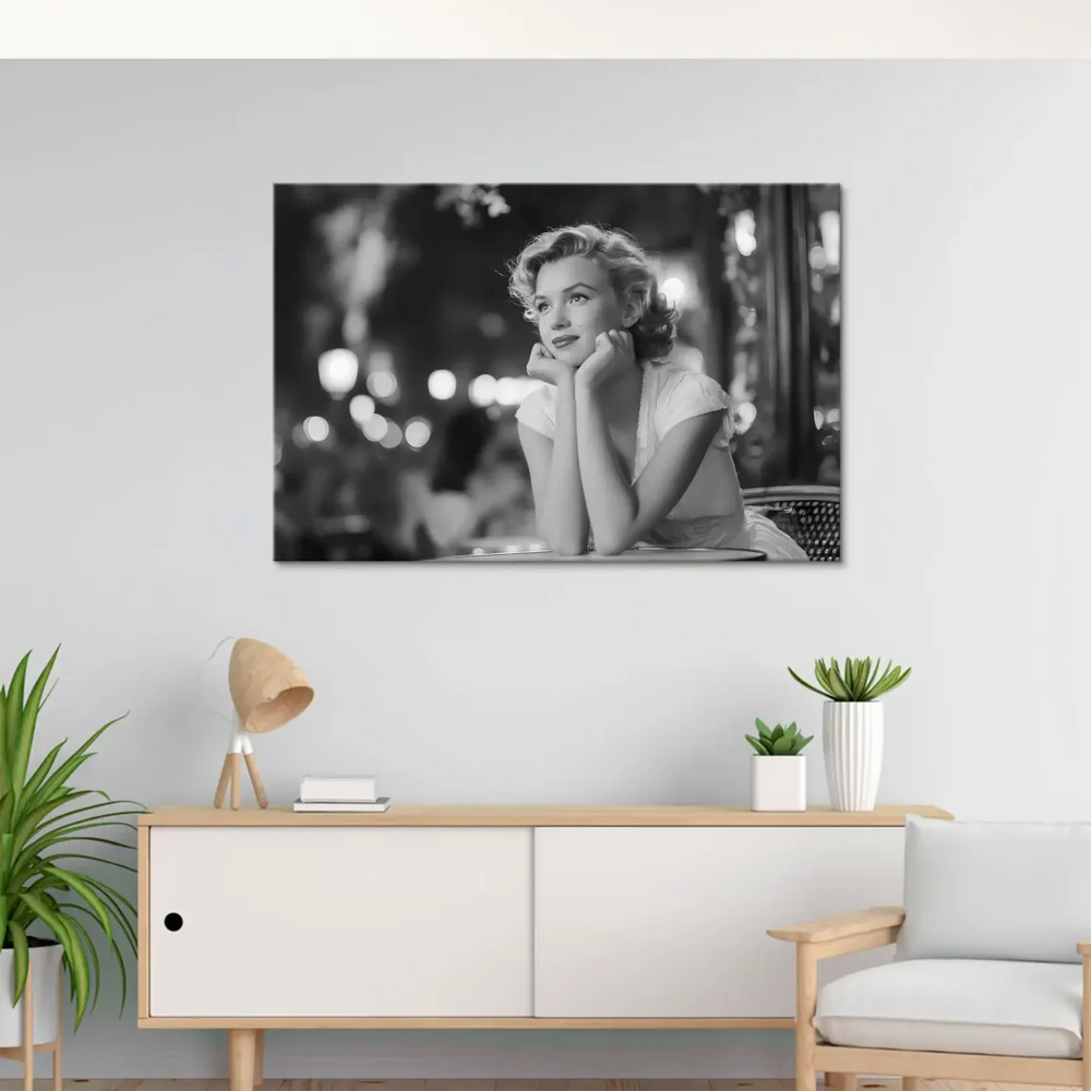 Vintage Hollywood glamour artwork featuring Marilyn Monroe on canvas