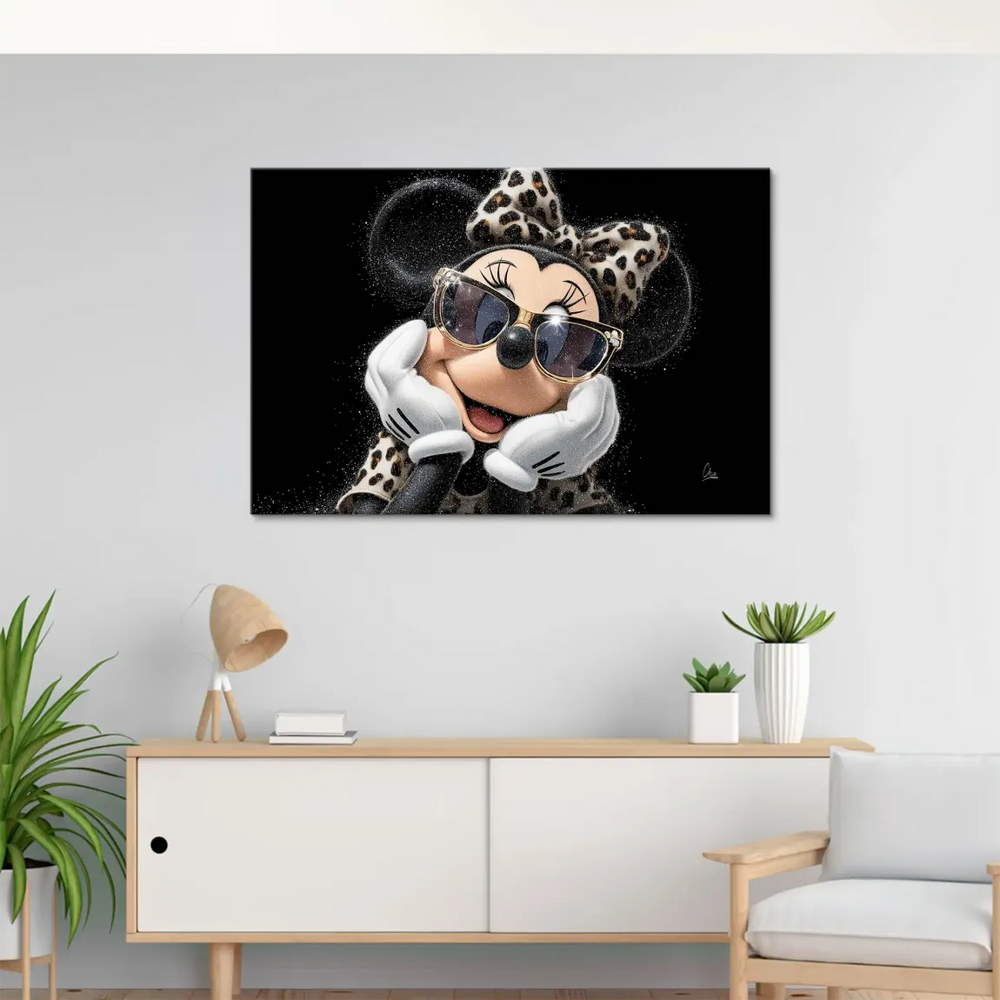Contemporary fashion-inspired Minnie Mouse wall decor for teens and modern living spaces