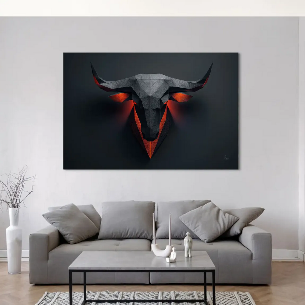 Noble Bull Head Canvas Art — Geometric Low-Poly Wall Decor - Image 4