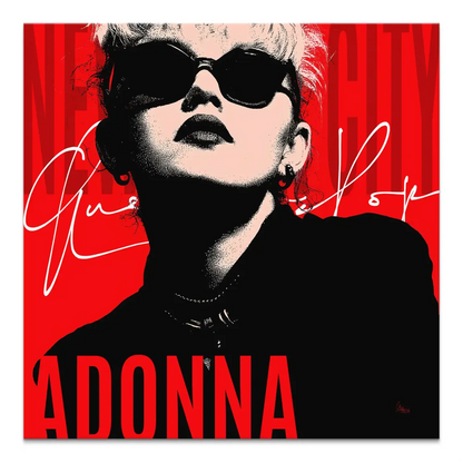 Madonna Pop Art canvas portrait with red background and street-art feel