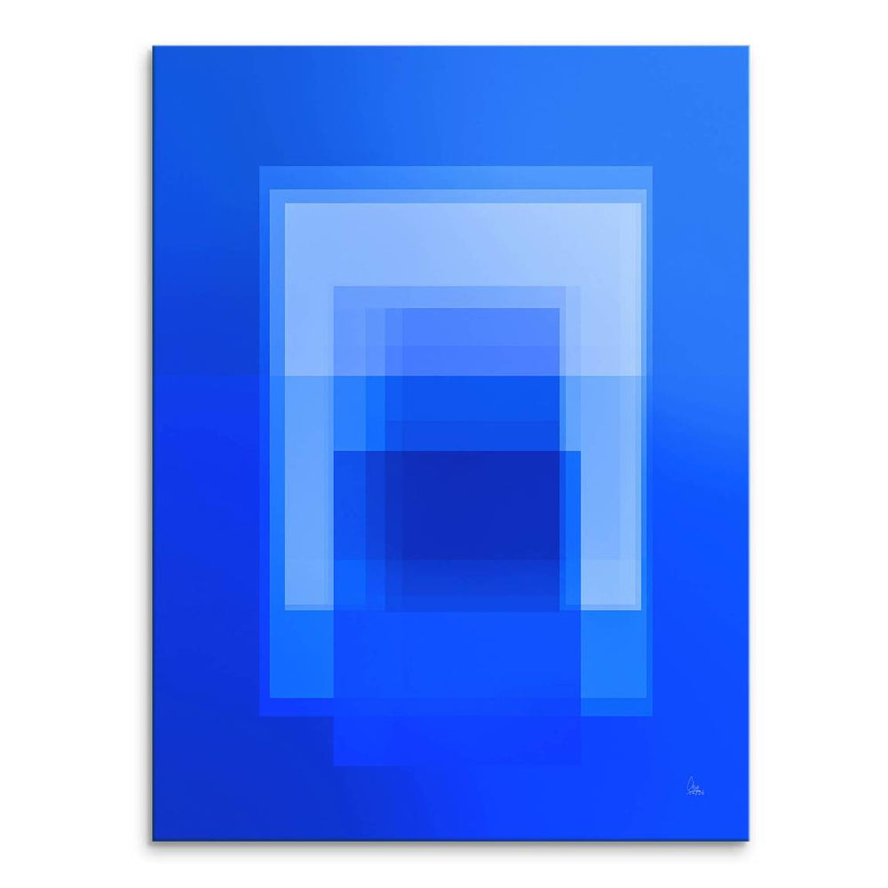Cobalt blue geometric canvas with nested rectangular shapes