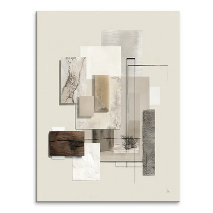 Neutral-toned marble composition on canvas with beige, cream, light gray, and warm brown hues