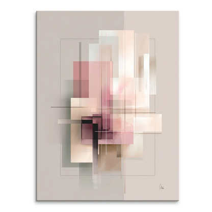 Soft Geometry Canvas Print featuring overlapping rectangles and muted color washes