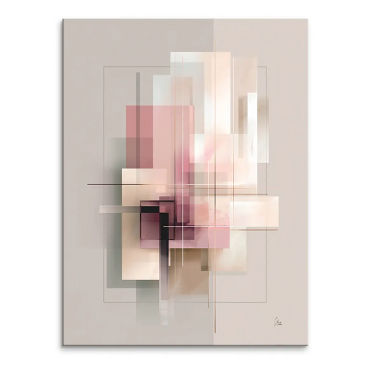 Soft Geometry Canvas Print featuring overlapping rectangles and muted color washes