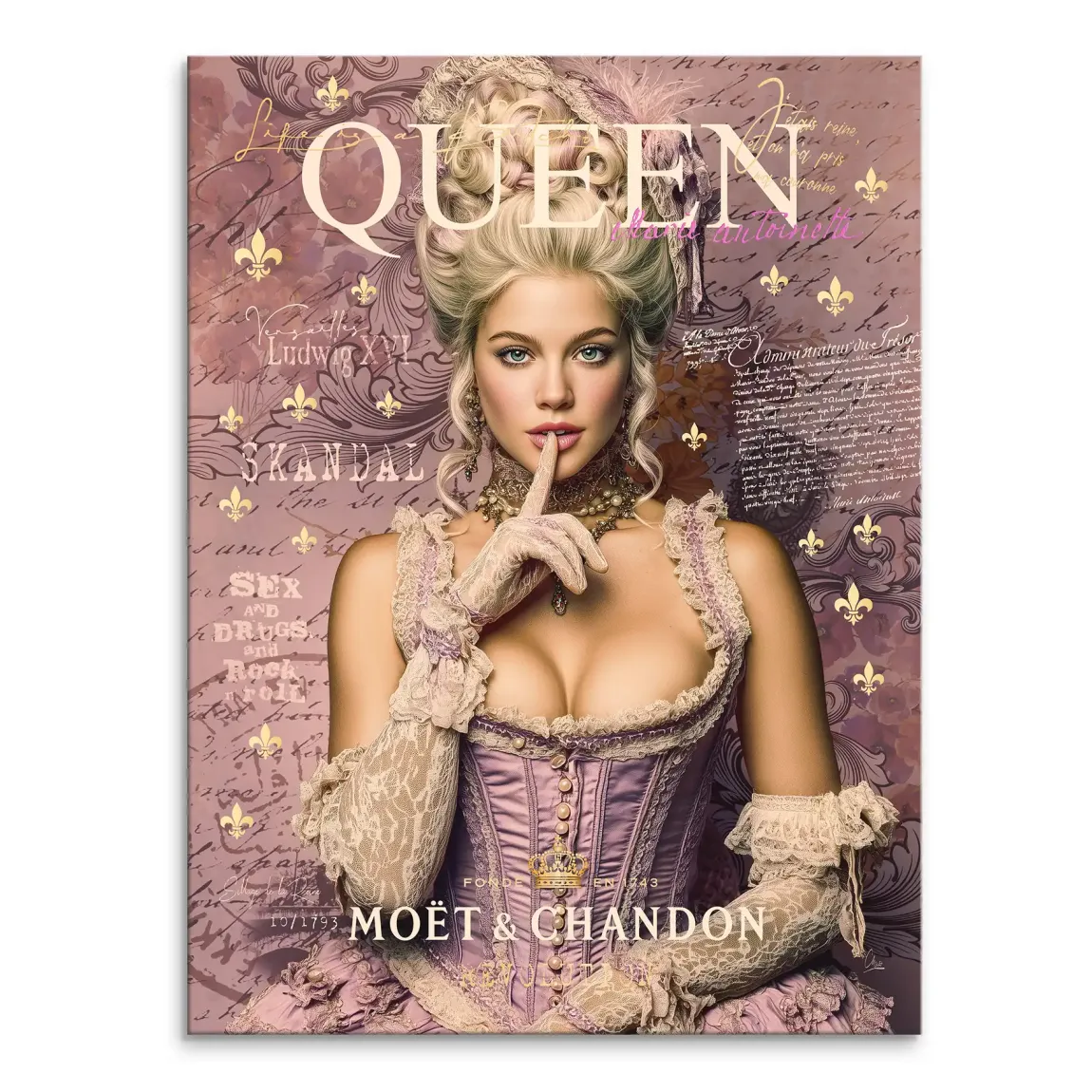 Marie Antoinette rebel art on canvas with Rococo corset