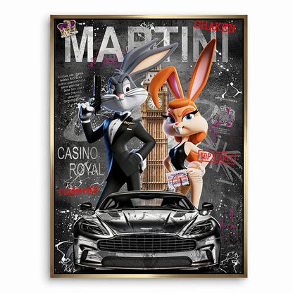 Martini Shaken and Casino Royale cues appear in the graffiti-infused artwork.