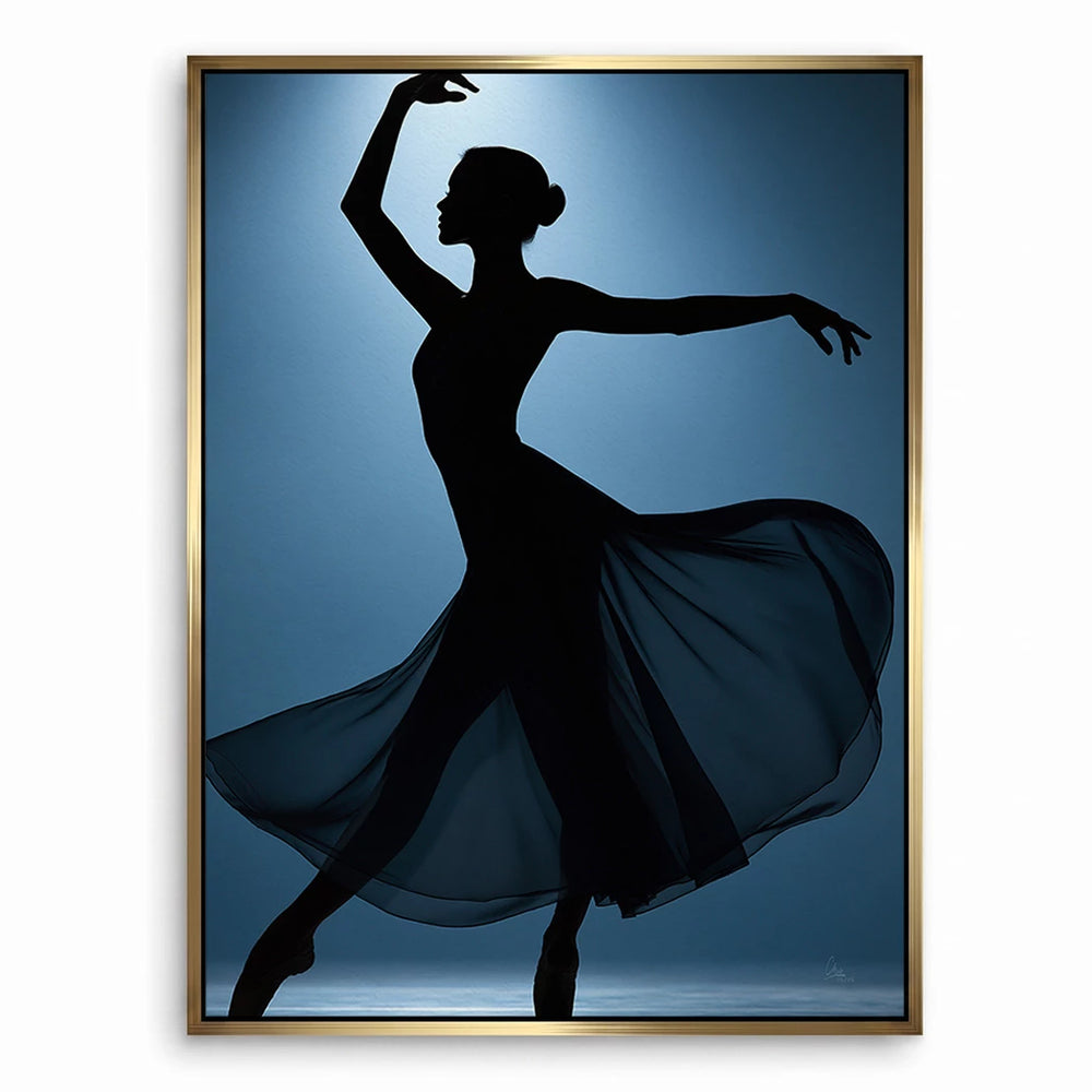 Contrasting dark background and illuminated dancer creating a cinematic mood.