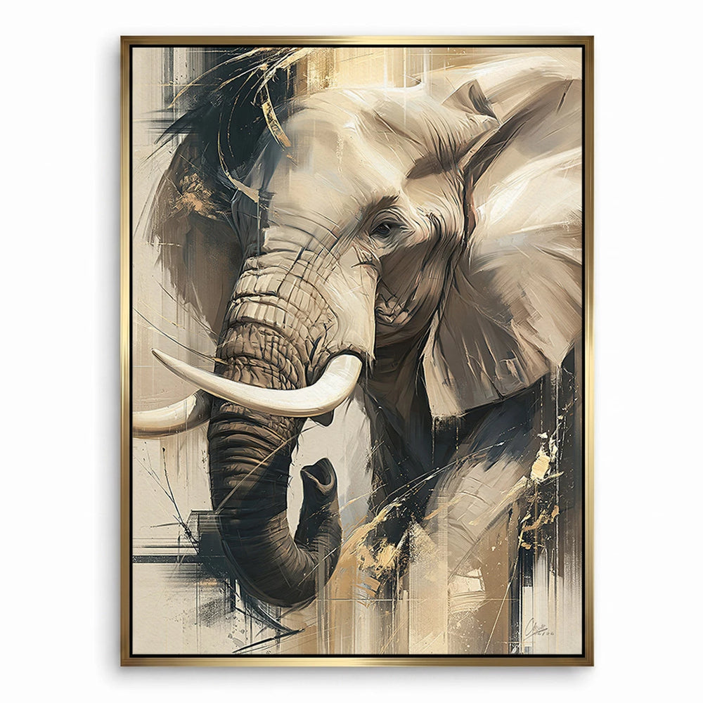 Statement elephant canvas print with luxury palette for entryways and minimalist spaces