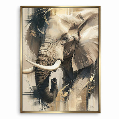 Statement elephant canvas print with luxury palette for entryways and minimalist spaces