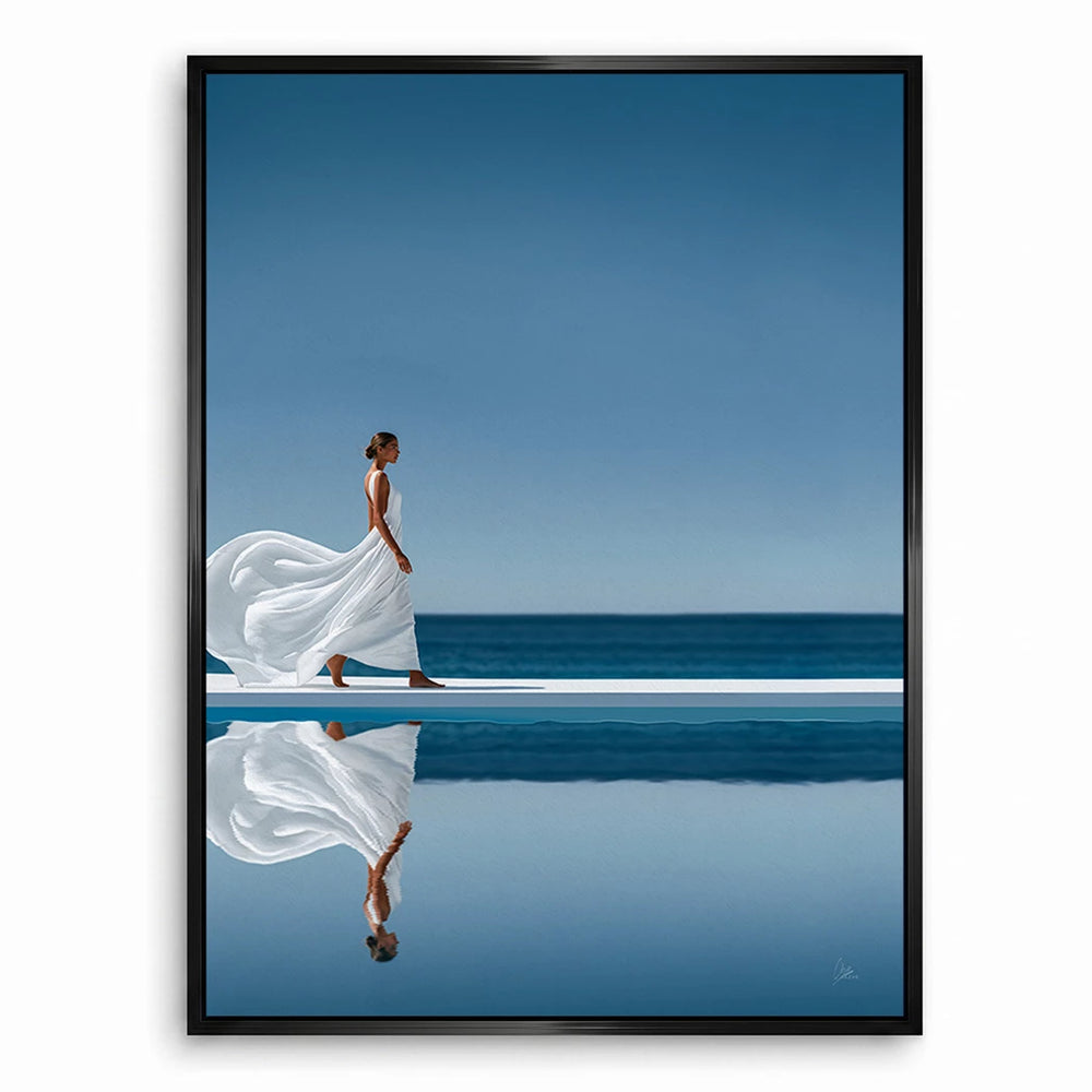 Elegant spa-inspired canvas print showcasing minimalist coastal ambience and tranquility.