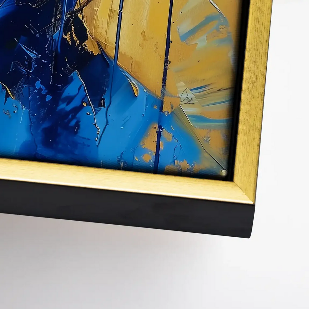 The Woman Canvas Portrait: Abstract Blue Portrait with Gold Lips - Image 8