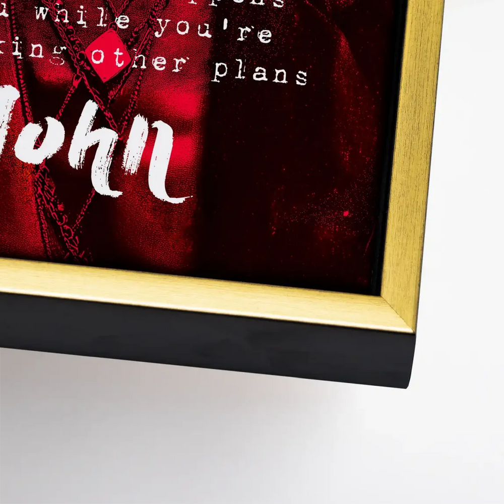 Minimalist John Lennon canvas art with bold typography