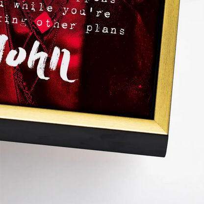 Minimalist John Lennon canvas art with bold typography
