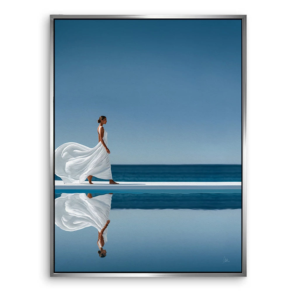 Ocean-inspired minimalist canvas art designed for relaxing bedrooms and baths.