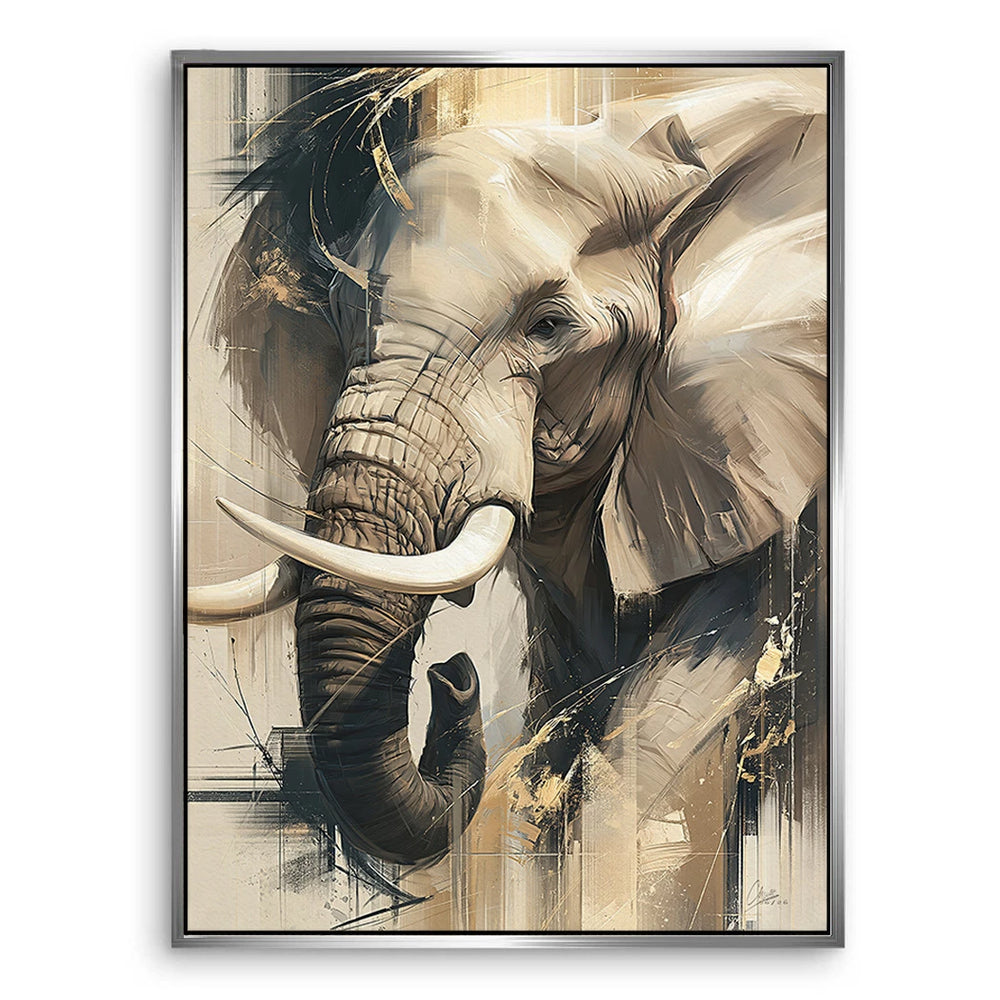 Golden elephant wall art suited for modern living rooms and offices