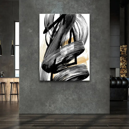 Asymmetrical composition on a neutral beige-tinted canvas