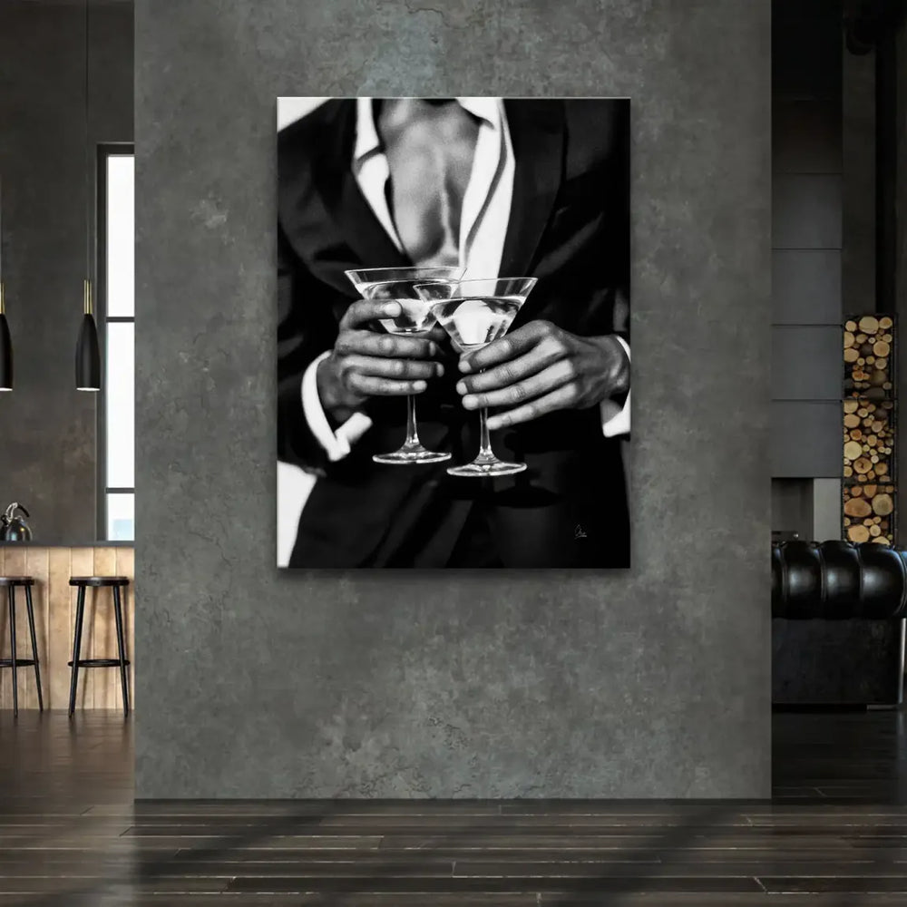 Monochrome gentleman wall art with film-noir mood