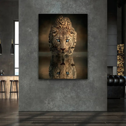 Close-up of spotted tawny leopard fur on wall art