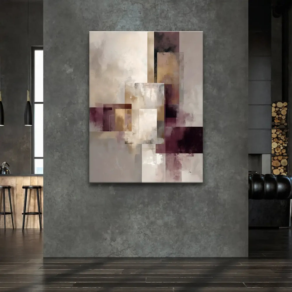 Neutral color palette with plum and mauve highlights