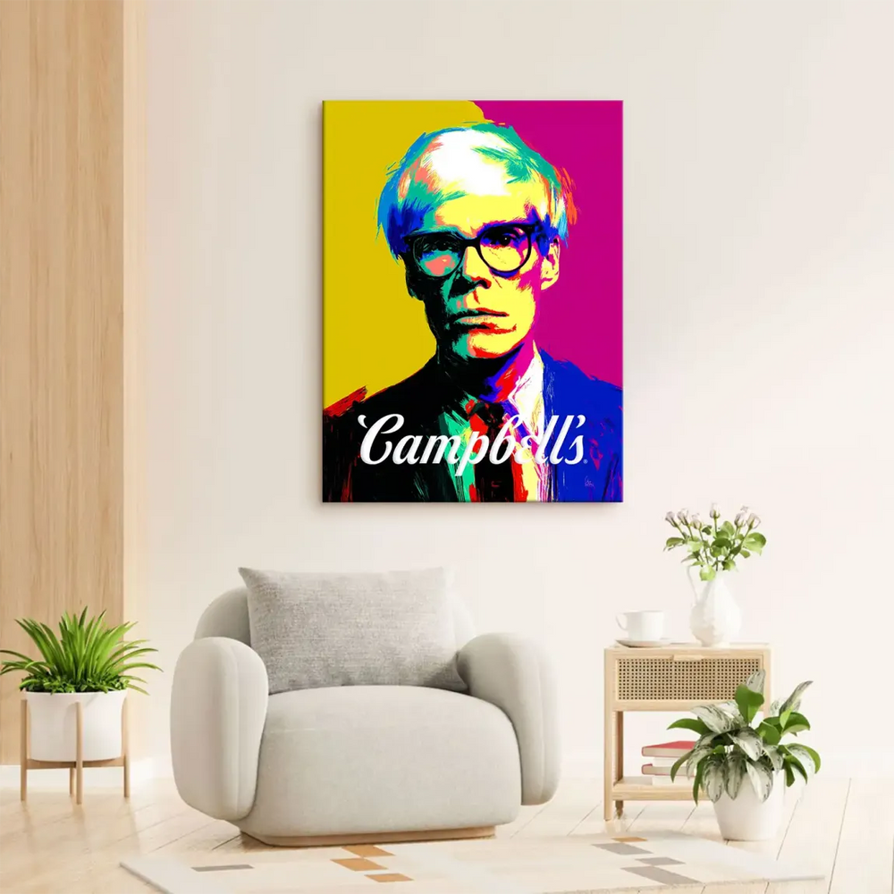Bright neon yellow, magenta, blue and red palette wall art for modern interiors