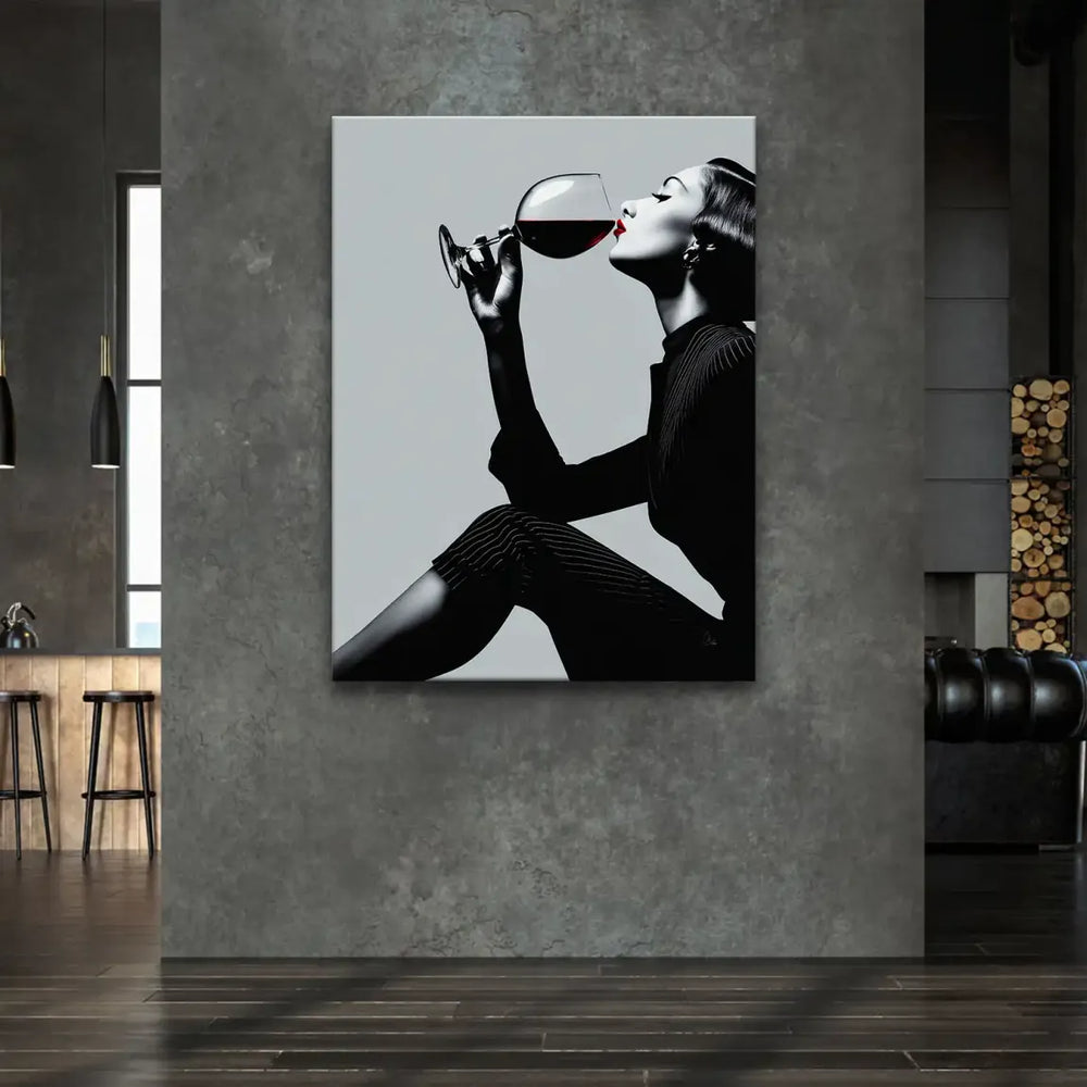 Minimalist fashion portrait with vintage Hollywood glamour on canvas.