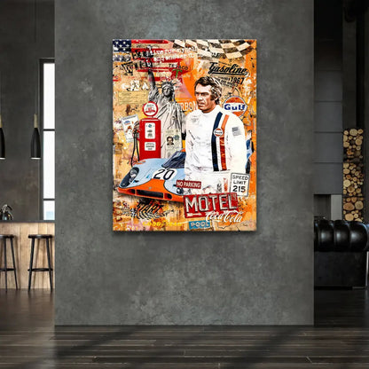 Gulf and Coca-Cola logos sit against a star-spangled backdrop in a street-art inspired layout.