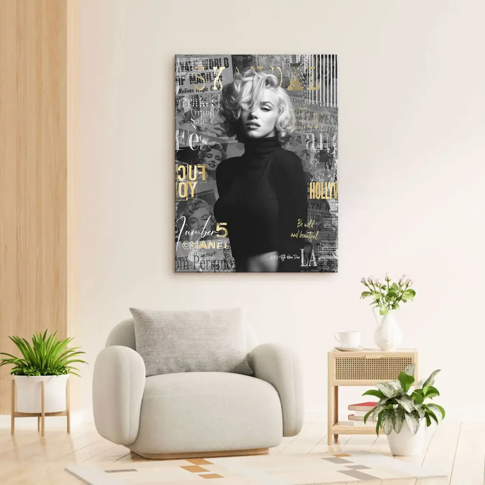 Marilyn Monroe canvas art featuring CHANEL No.5 and quotes
