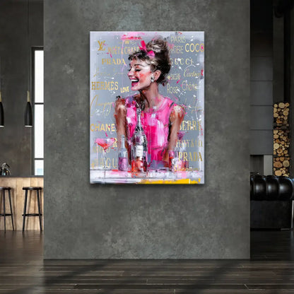 Darling, Paris-inspired pop art portrait of a glamorous woman ready for a chic living room or boutique.