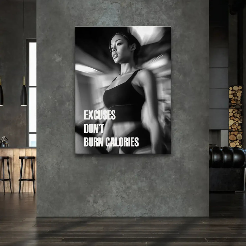 Dynamic, high-contrast wall art with a determined expression and athletic pose