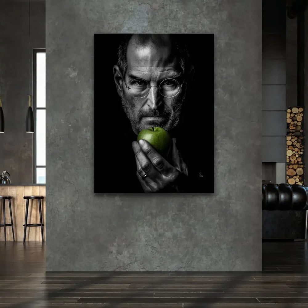 High-contrast portrait print featuring a single pop of color in a modern minimalist style.