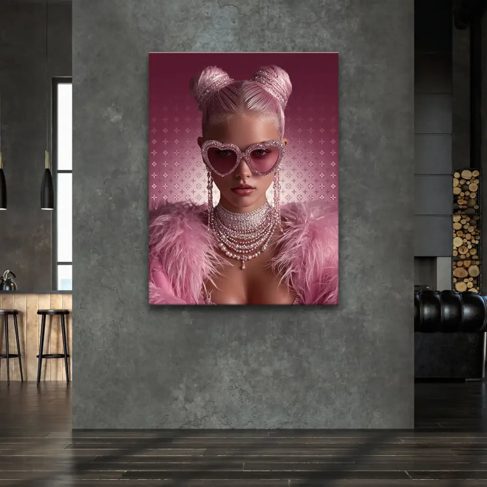 Glamour Girl wearing a plush pink feather boa for a high-fashion look.