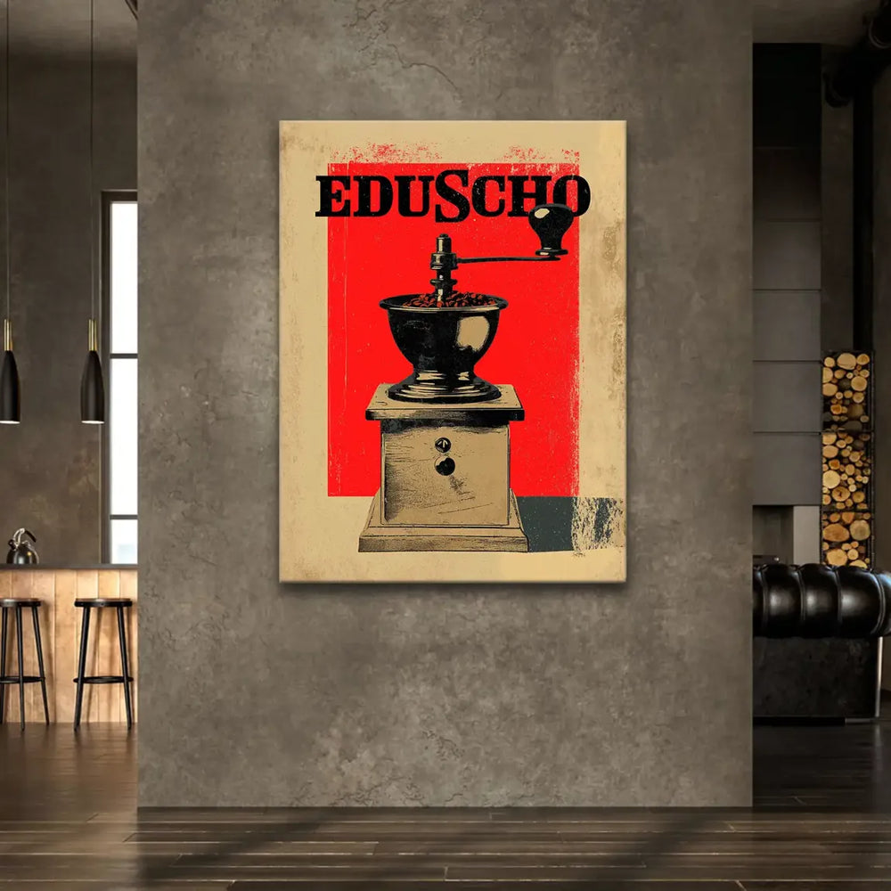 Mid-century modern inspired canvas wall art suitable for kitchen or dining area.