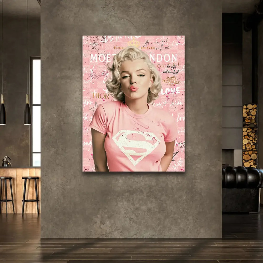 Dynamic pink graffiti background with text and references to Dior and Gucci
