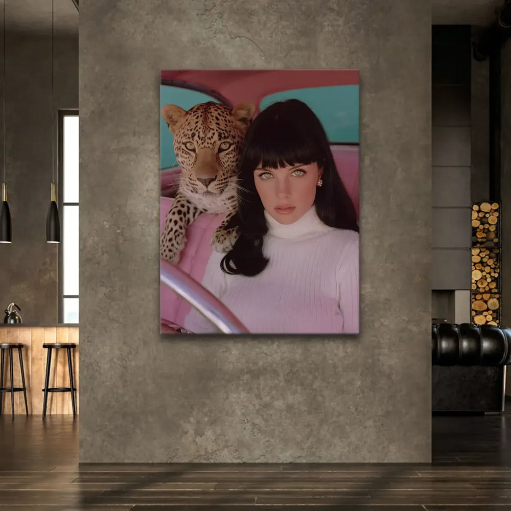 Leopard Diva Leinwand Bild Skandinavische Wandkunst im Flur
