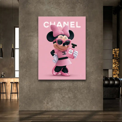 Bold pink and black color palette with fashionable figure on blush background.