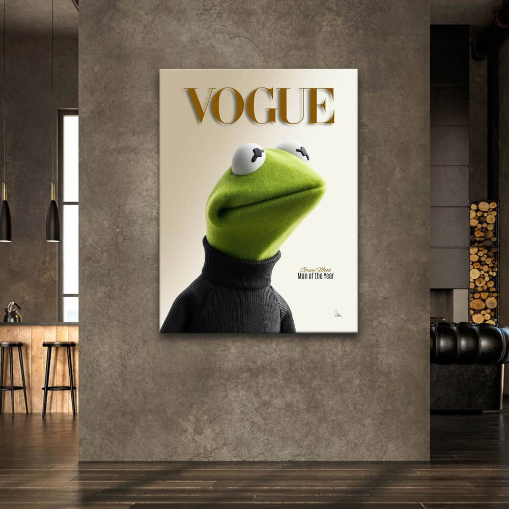 Playful high-fashion parody wall art blending pop culture and minimalist design