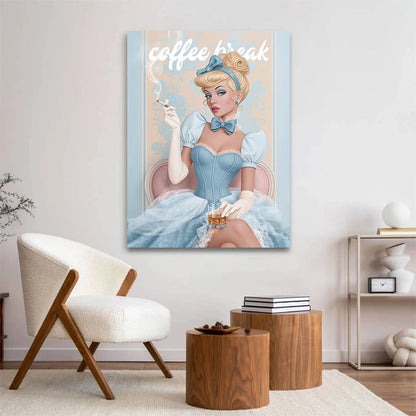 Pastel-toned pop art scene with a fashionable female figure in 1950s flair.